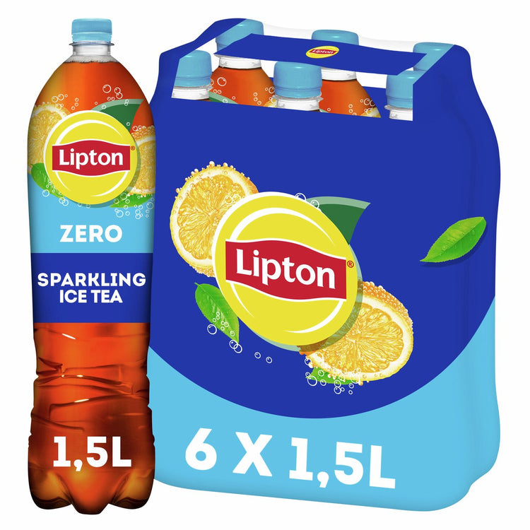 Lipton Eistee-Sprudelflasche – Null Zucker – ohne Zucker – 6 x 1500 ml – Vorteilspack