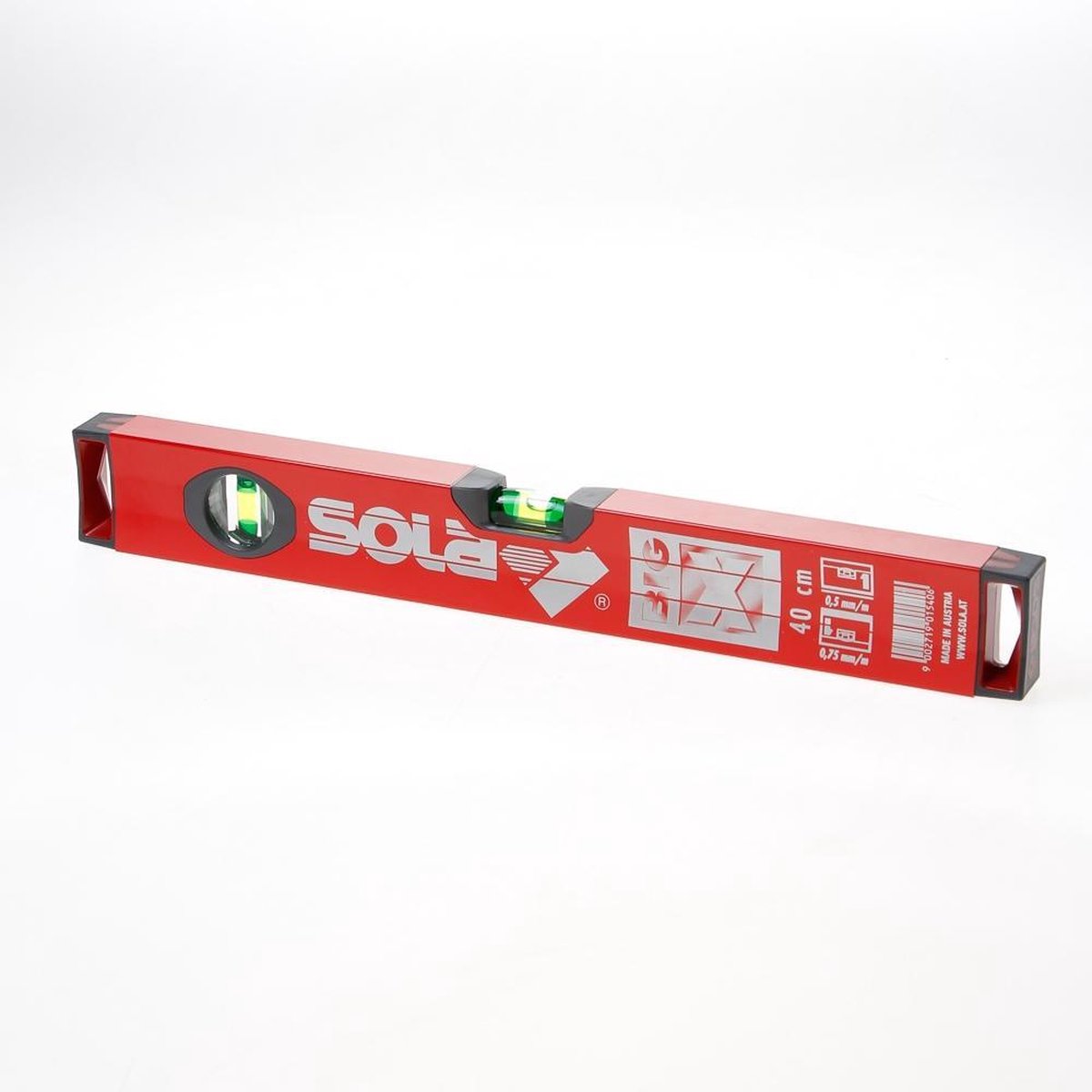 Sola Aluminium-Wasserwaage X-Profil Bigx40, 40cm 2 Libellen 0,50mm m rot - 01370501 - 01370501