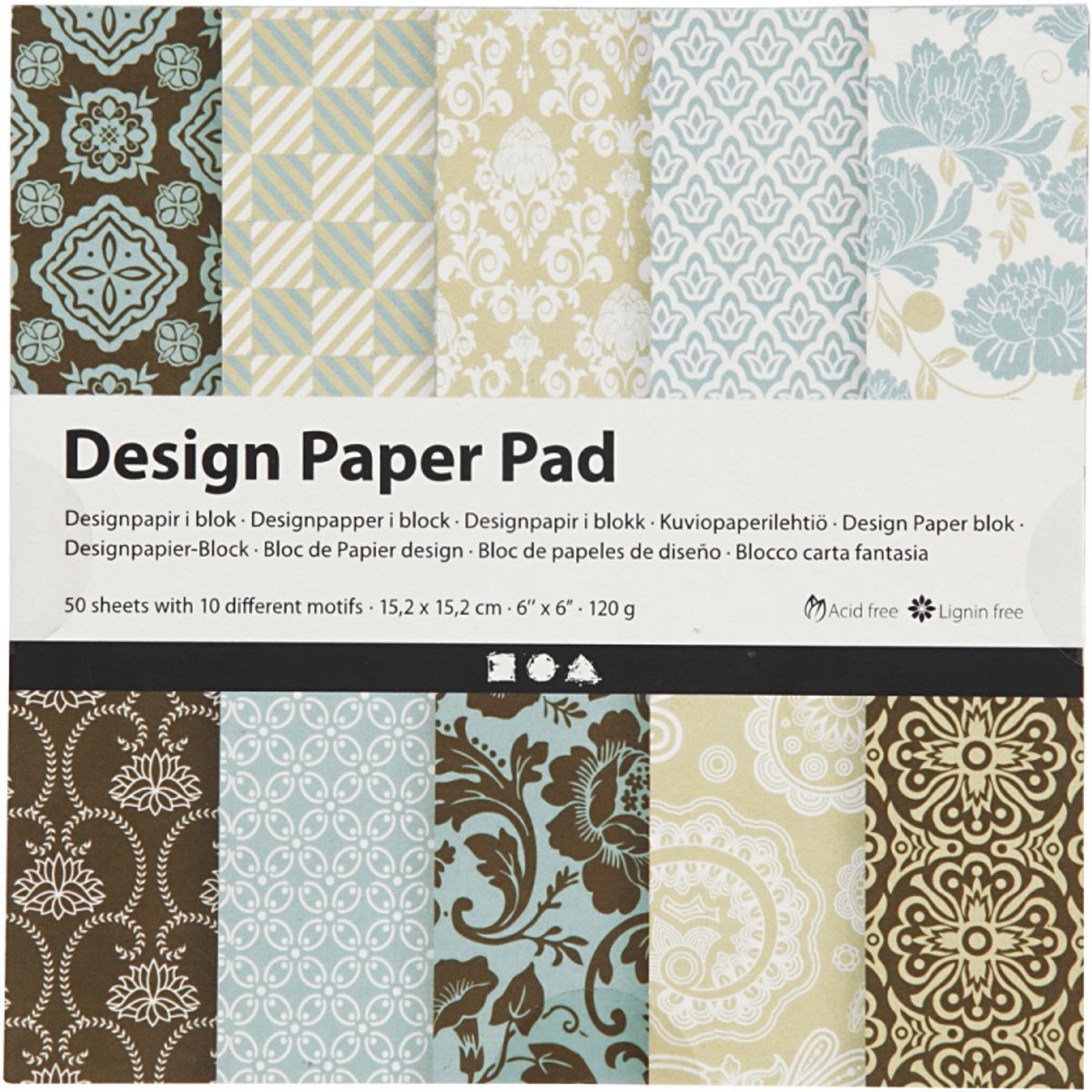 Creativ Company Design Papierblock Hellblau Brown, 50 Blätter