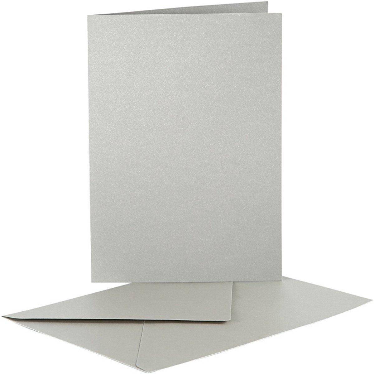 Creativ Company Perlmuttkarten und Umschläge, Kartengröße 10,5 x 15 cm, Umschlaggröße 11,5 x 16,5 cm, Silber, 10er-Set 1 Box