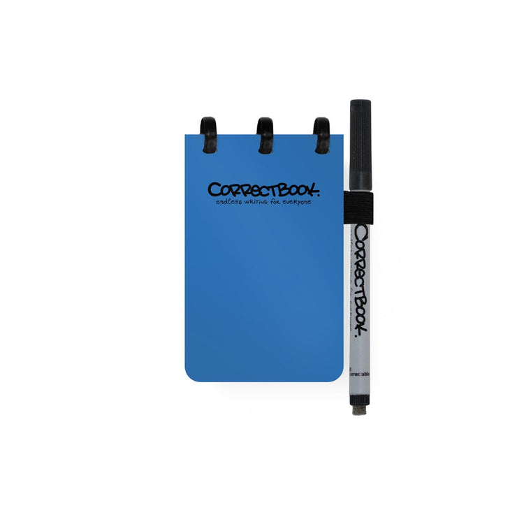 Correctbook A7 löschbares Notizbuch – erdiges Blau – Mix (Leerzeilen) – wiederverwendbares Notizbuch – inklusive Stiftwischtuch – Taschenformat