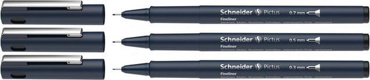 Schneider Schreibgeräte Schneider Fineliner – Pictus – Schwarz – 3 Strichstärken – S-197593