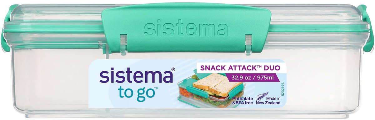 Sistema to go Lunchbox Snack Attack Duo Minty Teal 975 ml