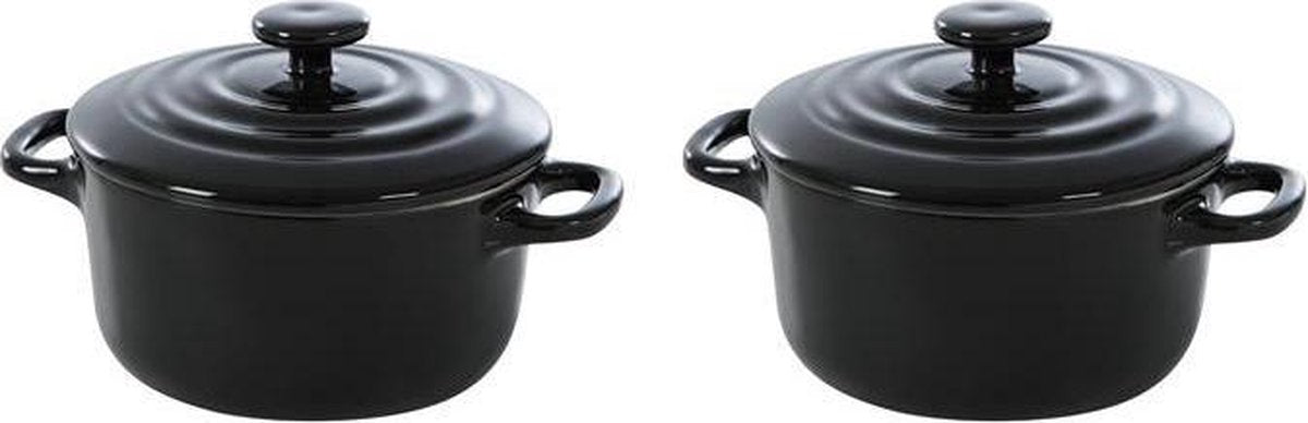 Bk Burgunder Cocotte ø 10 cm - 2 Stück - Schwarz - Ofen