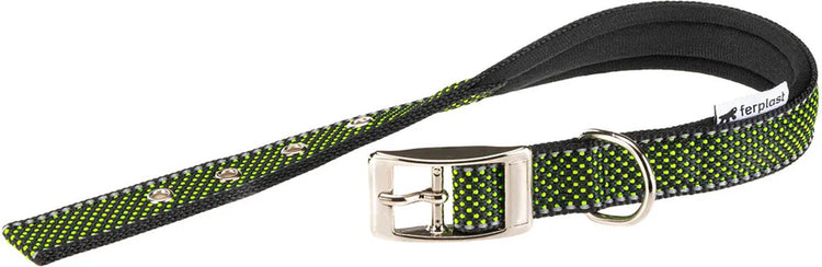 Ferplast Daytona Deluxe Collar Hundehalsband – weiches Futter – grün – reflektierend – L – Breite: 2,5 cm – Halsumfang: 37 – 45 cm (bitte vor der Bestellung messen)
