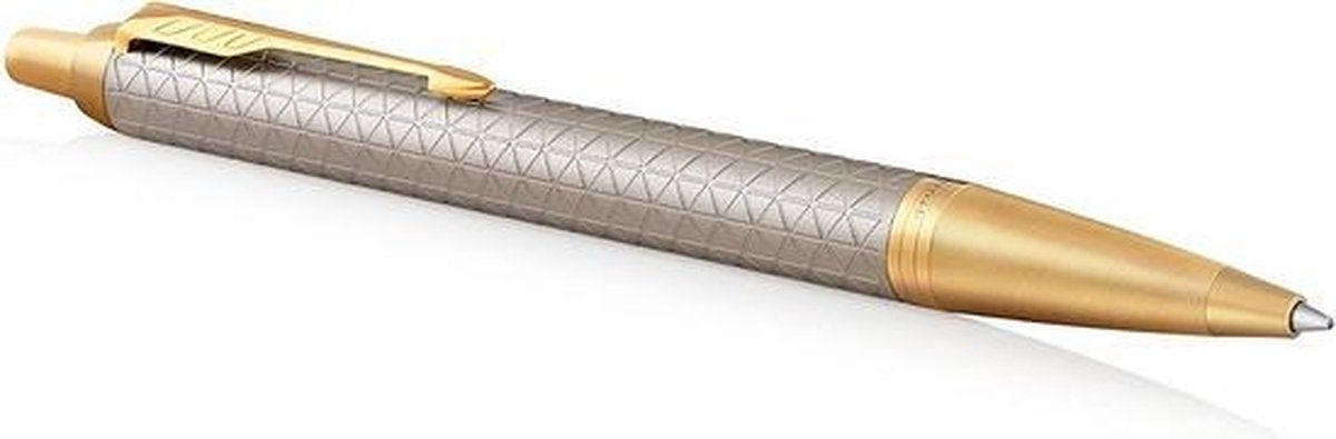Parker im Kugelschreiber | Premium warmes Silber | mittlere Feder, blaue Tinte | Geschenkbox