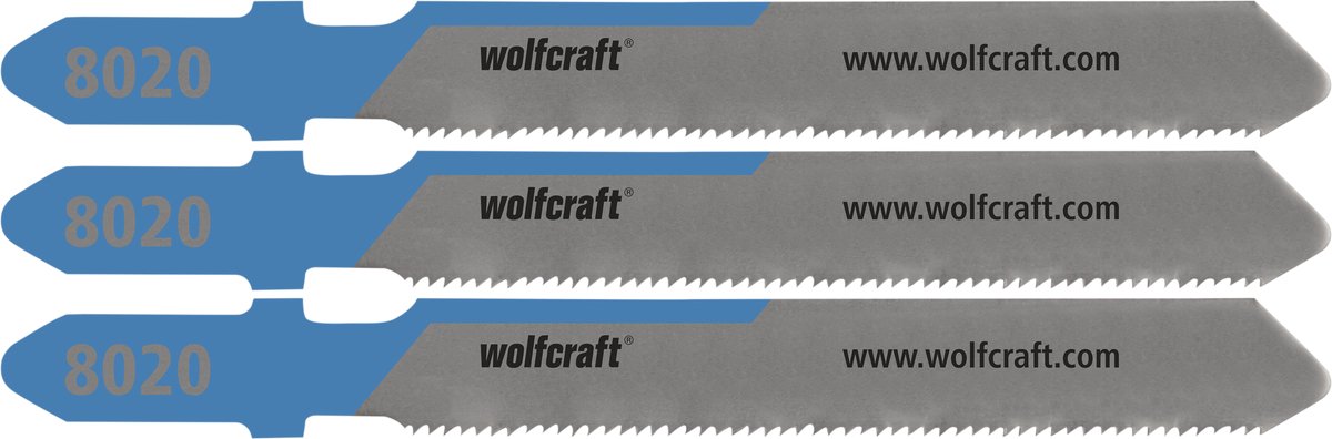 Wolfcraft - 3 Stichsägeblätter für Stahl bis 1 mm - Feinschnitt - Stahlplatte - 8020000