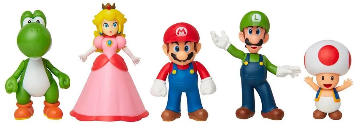 Jakks Nintendo Super Mario Friends Sammelfiguren, 5er-Pack, mehrfarbig, Kunststoff, Unisex