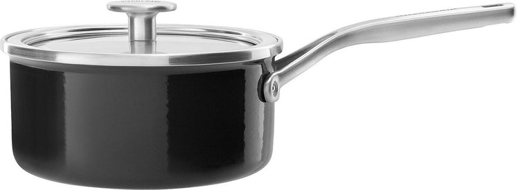 Kitchenaid Emaille-Kochtopf mit Stahlkern, 18 cm, 2,0 l – Onyxschwarz – Induktion – PFAS-frei