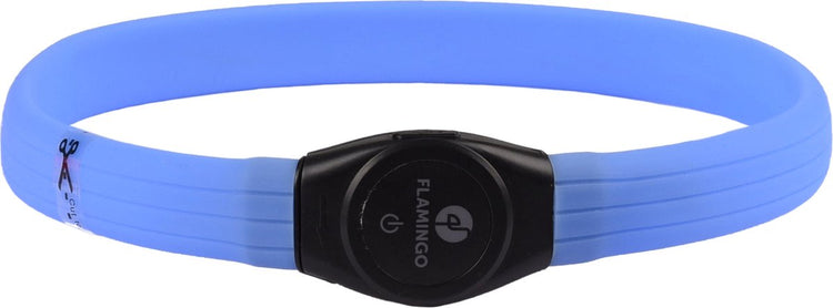 Flamingo LED-Hundehalsband wiederaufladbar – ilona visio blau – 35–64 cm – leuchtendes Halsband mit USB 3 Positionen – sichtbar bis zu 500 m