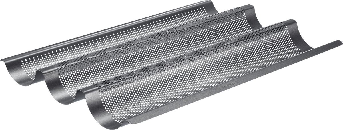 Westmark Baguette-Backform, für 3 Baguettes, Länge je 38,5 cm, Stahl, antihaftbeschichtet, lang, anthrazit, 32982260