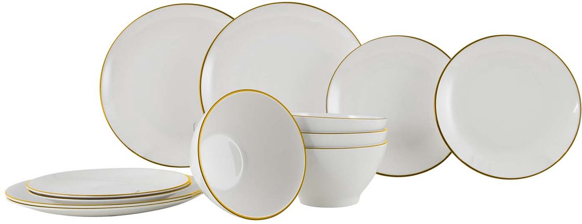 Gimex Linea Line Geschirr - Gold - 12 Stück
