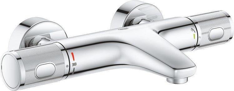 Grohe Präzisions-Thermostat-Badewannenarmatur – 15 cm – wassersparend – mit Cooltouch-Technologie – inklusive Kupplungen – Chrom
