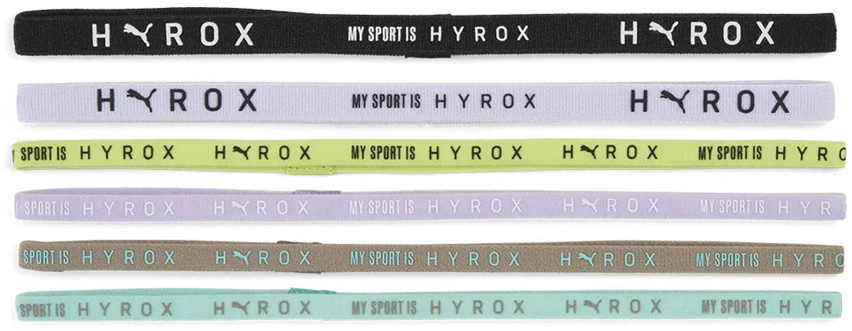 Puma x Hyrox Haarbänder (6 Stück) Unisex-Haarbänder – Schwarz-Weiß-Sunny Lime-Light Lavender-Intense Mint