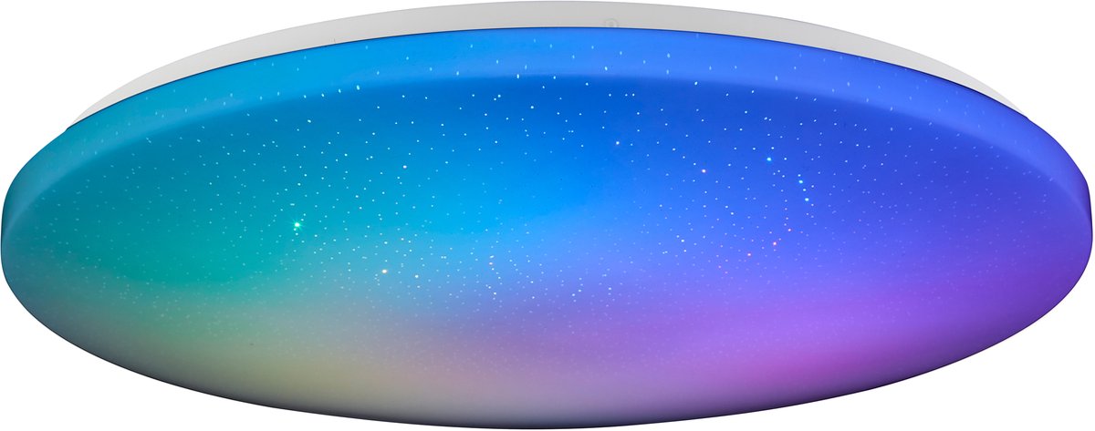 Brilliant Kieran – Deckenleuchte – ø 49 cm – LED 42 W – Sternenhimmel-Effekt – CCT, 3000–6500 K – Weiß und RGB-Farben – dimmbar – Weiß