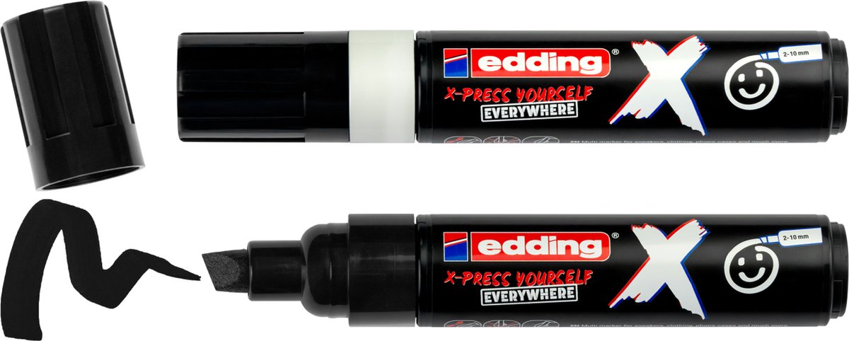 Edding 6900 x Multimarker – 2er-Set schwarz + weiß – für alle Oberflächen geeignet – Keilspitze 2–10 mm – vegane Tinte – aus recyceltem Kunststoff – lokal in Deutschland produziert