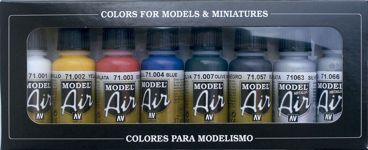 Vallejo Model Air Basic Colors – Airbrush-Acryl-Set – 8 Stück 17 ml Farbe
