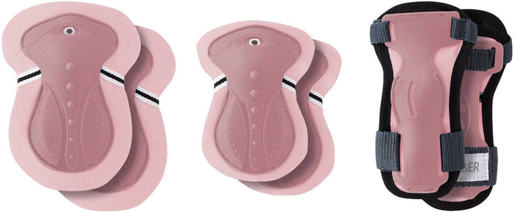 Globber 3er-Pack Schutzset – Junior-Schutz – XS – 6–10 Jahre – >25 kg – Pastellrosa – Knie, Ellenbogen, Handgelenk – für Roller, Skaten, Radfahren
