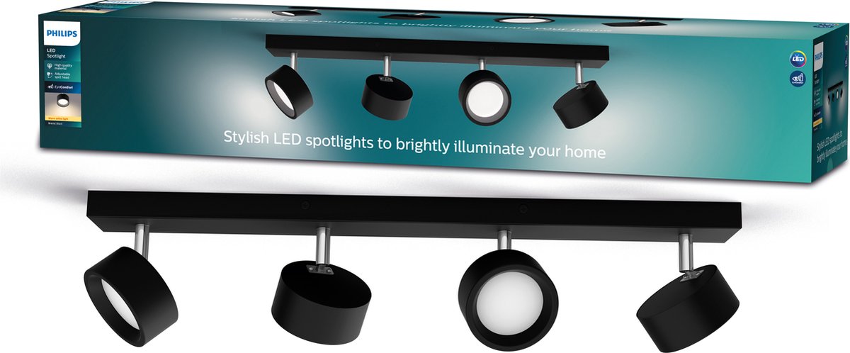 Philips LED Philips Bracia Bar schwarz 27k 4x5,5w 27k