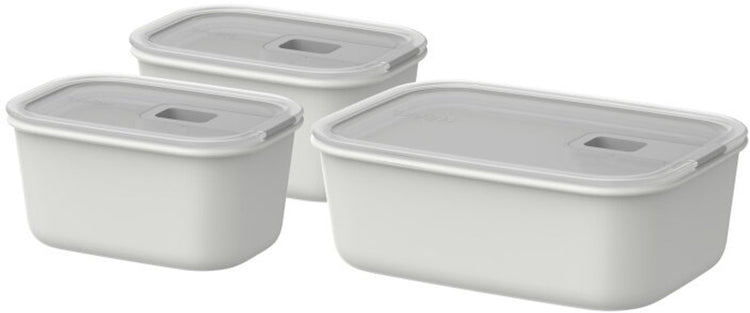Mepal Frischhaltedosen-Set Easyclip – 2x 450 + 1000 ml – Frischhaltedosen mit Schiebeverschluss – mikrowellengeeignet. Dampfofen. Kühl- und Gefrierschrank – Nordic White