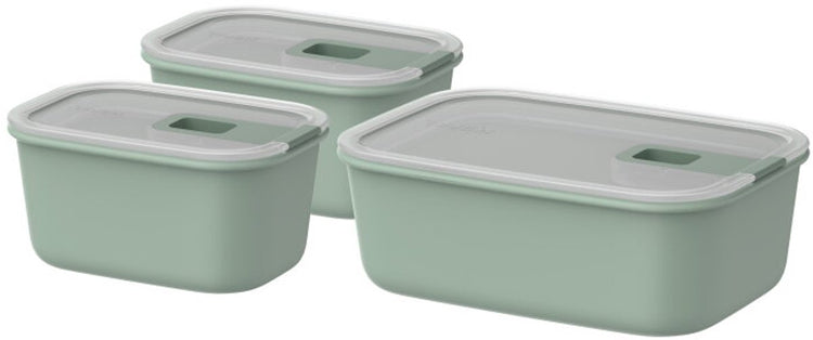 Mepal Frischhaltedosen-Set Easyclip – 2x 450 + 1000 ml – Frischhaltedosen mit Schiebeverschluss – mikrowellengeeignet. Dampfofen. Kühl- und Gefrierschrank – nordischer Salbei