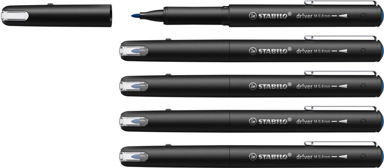 Stabilo dr!ver - Premium Fineliner - 0,8 mm - Blau - Box mit 5 Stück