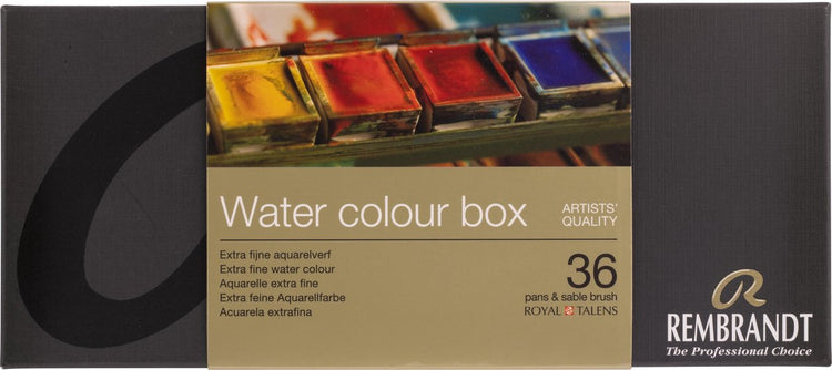 Rembrandt Aquarellfarben-Metallset | 36 Pfannen + Pinsel