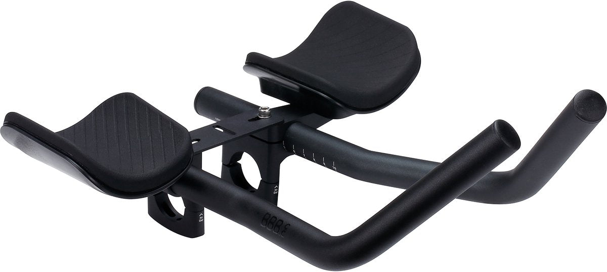 BBB Cycling AeroPro Ergo-Bend Aerobar-Rennrad – verstellbarer Recline-Lenker mit Armlehne – Zeitfahr-Lenker – Triathlon-Lenker – kompatibel mit 31,8 mm Fahrradlenker – BHB-70EB