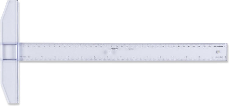 Aristo Zeichenhaken – Länge 40 cm – mm cm Zoll-Skala – kristallklares Plexiglas – mit rutschfesten Noppen – AR-23174