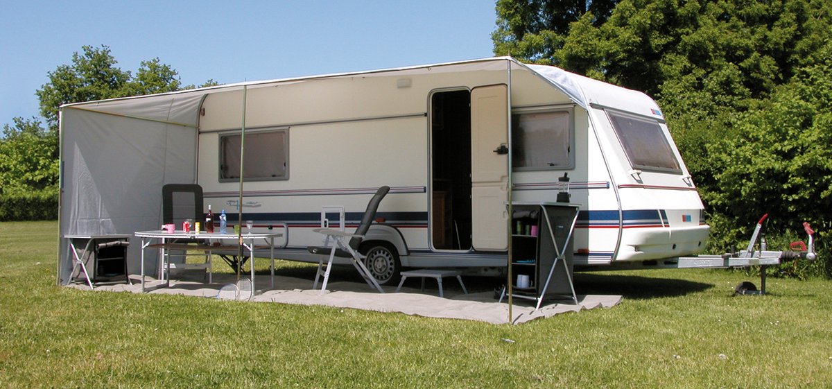 Eurotrail Schiebemarkise für Wohnwagen, 540 x 240 cm, Polyester, grau