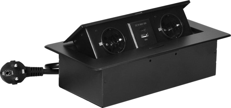 Orno Pop-Up-Steckdosenleiste – 2 Steckdosen – USB A C – integrierte Steckdosenleiste mit 1,5 Meter Kabel – Schwarz