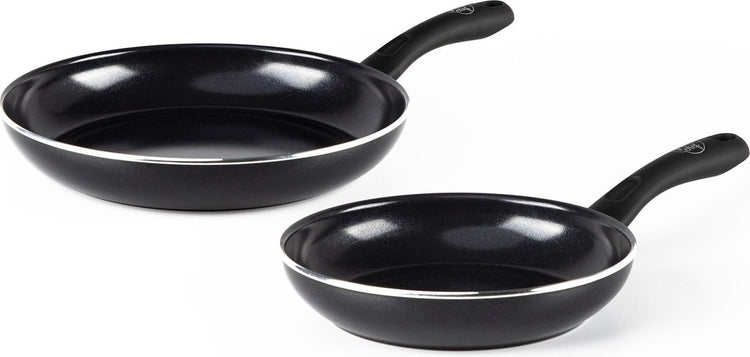 Greenchef Diamond Bratpfannenset 2-teilig – 20 x 28 cm – PFAS-freie Antihaftbeschichtung – Induktionspfannenset – Keramikpfanne – ofenfest bis 160 °C – Kühlgriff – Schwarz