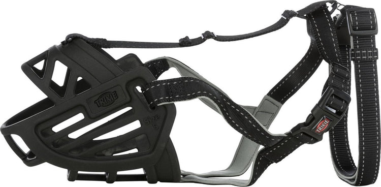 Trixie Maulkorb – Maulkorb Flex Silikon – Schwarz – Größe M-L – Maulkorbumfang 27 cm