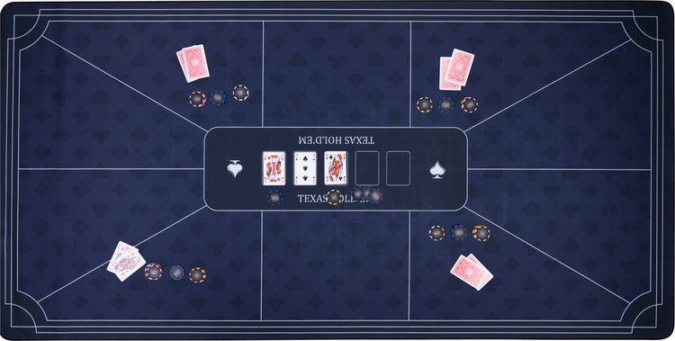 Engelhart Pokerteppich blau 180x90 cm - Polyestergummi - glatte Spielfläche - Pokerwürfel-Zubehör -