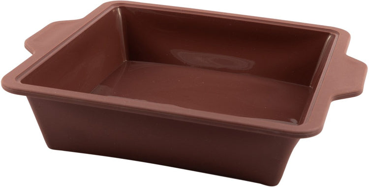 Point-Virgule quadratische Kuchenform aus Platin-Silikon, Vintage-Kastanienbraun, 20 x 20 x 6 cm