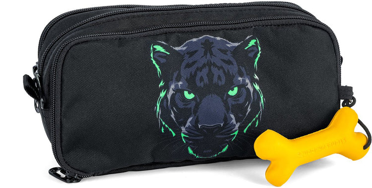 Stones and Bones Rowan 2.0 - Federmäppchen - Federmäppchen für Kinder - 3 Fächer - Black Panther - Schwarz