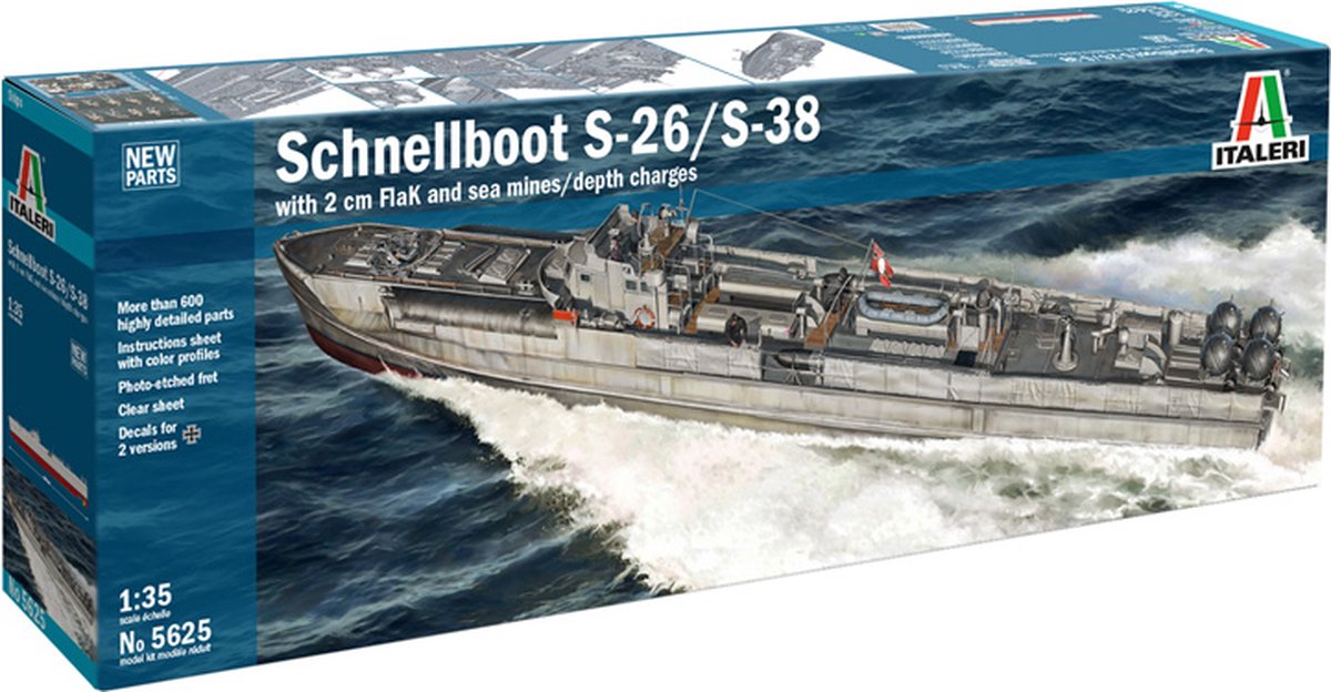 Italeri Modellbausatz Militärfahrzeuge – 5625 Schnellboot S-26 S-38 Kunststoff – 1:35 – Modellbau
