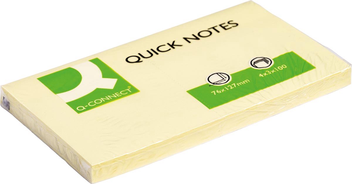 Q-Connect Quick Notes, ft 76 x 127 mm, 100 Blatt, 12er Pack, gelb