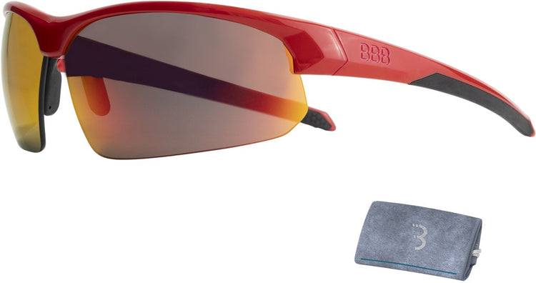 Bbb Cycling Fahrradbrille für Damen und Herren – Fahrradbrille mit 3 Wechselgläsern – leichte Rennradbrille – glänzendes Rot – Impress bsg-58