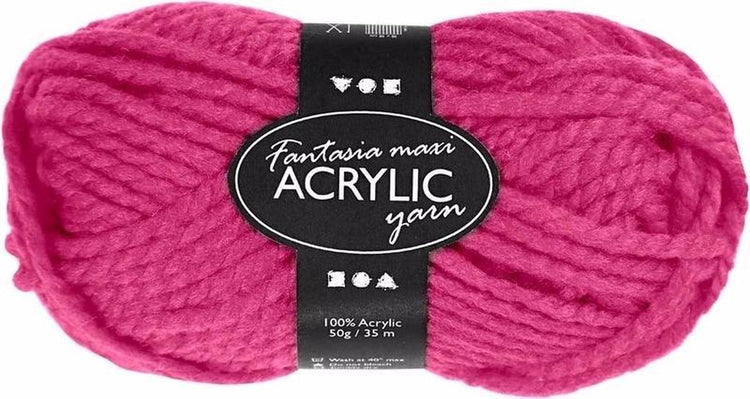 Creativ Company Fantasia Acrylgarn, L: 35 m, Maxi, Neonrosa, 50 g 1 Knäuel