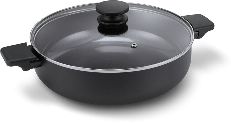 Brabantia Vanta Bratpfanne mit Deckel – ø 28 cm – Schmorpfanne – Keramik-Antihaftbeschichtung, titanverstärkt – induktionsgeeignet – 100 % PFAS-frei – Schwarz