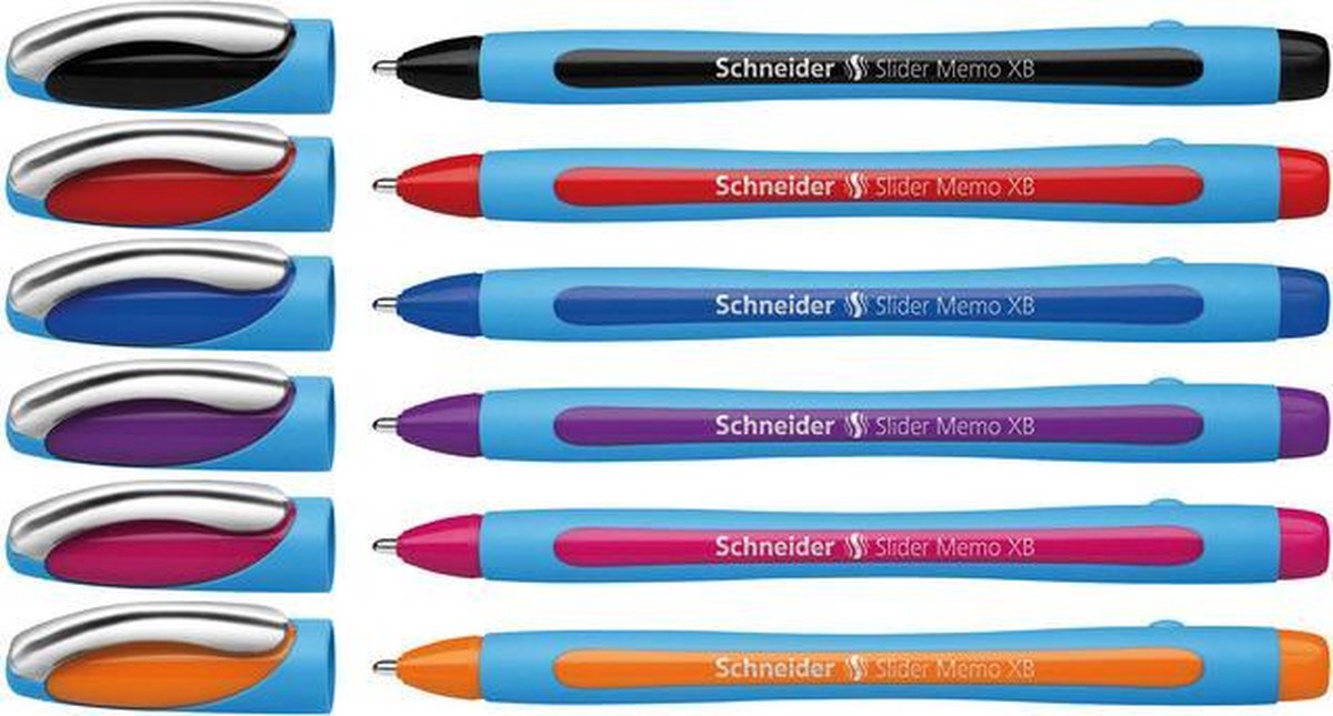 Schneider Schreibgeräte Schneider Kugelschreiber – Slider Memo – Feder xb – 1,4 mm – 5+1 Stück verschiedene Farben – S-150296
