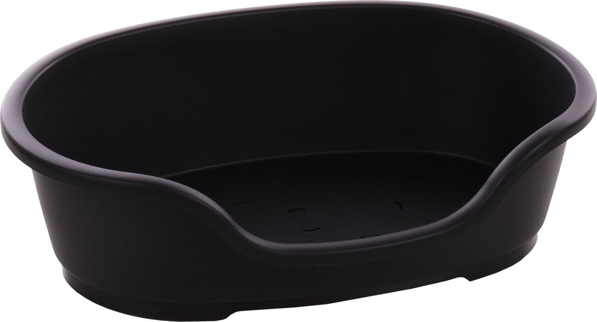 Flamingo-Hundekorb – Kunststoffkorb Tuck oval schwarz m 70 x 47 cm – recyceltes Anti-Rutsch – nachhaltiges europäisches Design