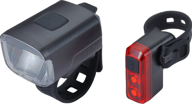 Bbb Cycling Stud Combo Strap Fahrradbeleuchtungsset – Vorderlicht-Rücklicht Fahrrad USB wiederaufladbar – 130 Lumen – Akku 10 Stunden – Fahrradlicht vorne und hinten – BLS-144