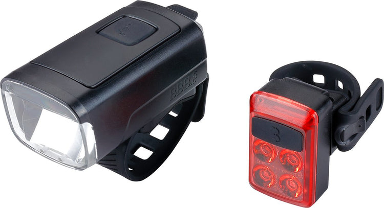 Bbb Cycling Stud50 Combo Fahrradlichter LED-Set Weiß und Rot – Fahrradbeleuchtungsset – USB wiederaufladbar – Vorderlicht 200 Lumen, Rücklicht 50 Lumen – BLS-231