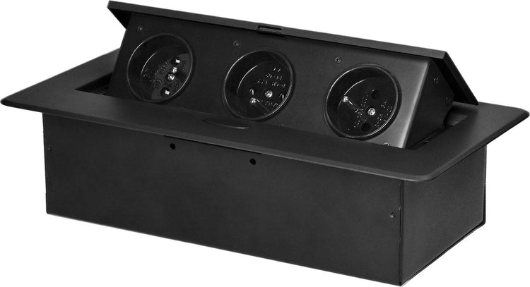 Orno Steckdosenleiste mit 3 Steckdosen – Pop-up-Steckdosenleiste ohne Kabel – Einbau-Verteilerstecker mit Edelstahl-Finish – Verteilerkasten 230 Volt – für max. 3680 Watt - Erdungsstift - Schwarz