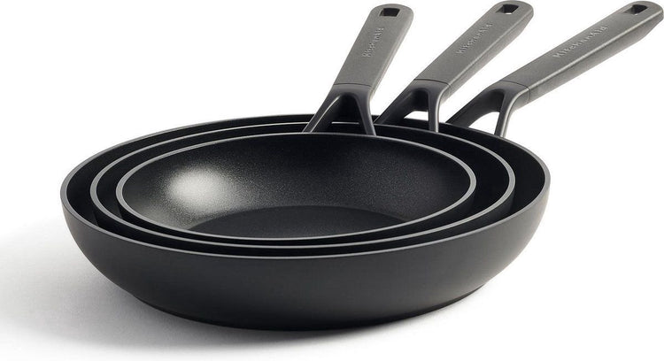 Kitchenaid Classic Bratpfannenset aus geschmiedetem Aluminium, 3-teilig – Schwarz – Induktion – Antihaftbeschichtung – PFAS-frei