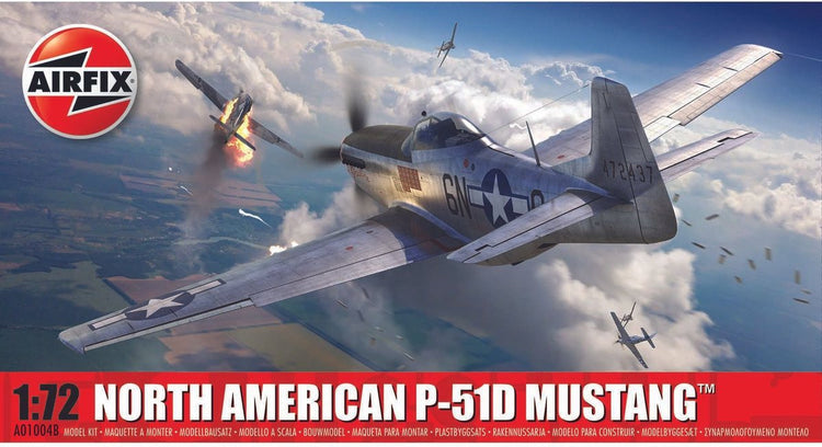 Airfix Modellbausatz Militärfahrzeuge – 01004b Nordamerikanisches Flugzeug P-51D Mustang aus Kunststoff – 1:72 – Modellbau