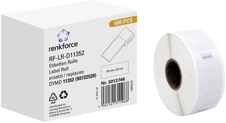 Renkforce RF-6027492, weiß, selbstklebendes Druckeretikett, Endlosetikett, Rolle, Papier, Thermodirekt