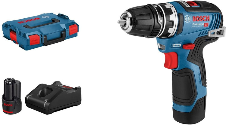 Bosch Professional GSR 12V-35 FC Akku-Bohrschrauber Flexiclick 12V 3,0Ah + 1x Aufsatz in L-Boxx - 06019h3001